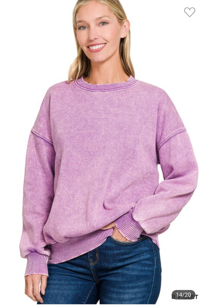 Acid wash sleeve oversized pullover