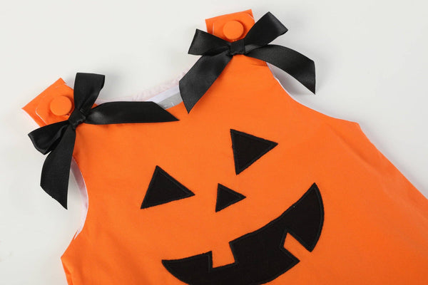 Jack-O-Lantern Pumpkin Halloween Ruffle Dress: