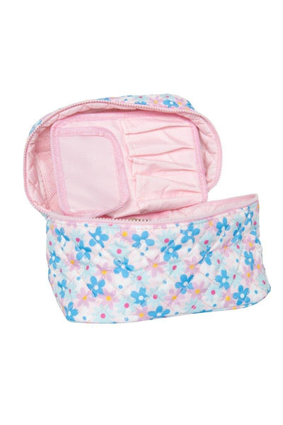 Dainty Floral Makeup Bag for Travel: Pink