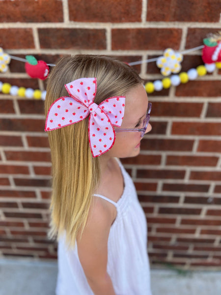 Pink Apple Bow: Oversized