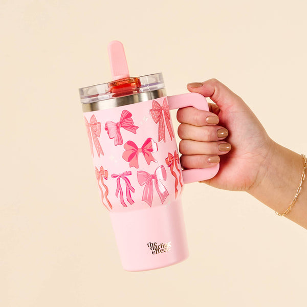 20 oz Lifestyle Flip Straw Tumbler-Blushing Bows