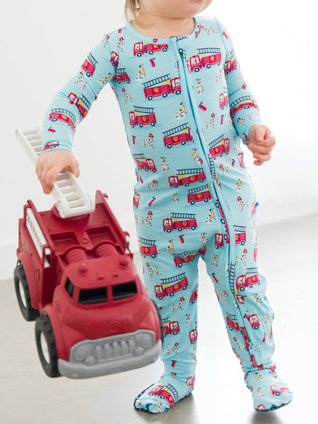 SoftSnooze™ Baby Boys Bamboo Viscose Paws To The Rescue Footed One Piece Pajama: Blue