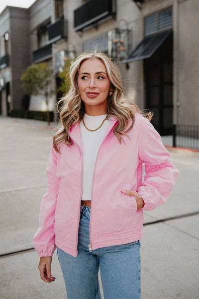Pink Lightweight Hooded Jacket: