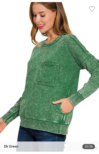 Acid wash front pocket