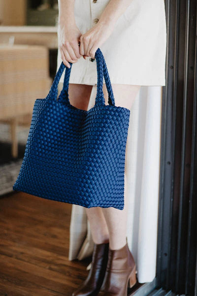 Navy Wholesale Woven Tote Bag: Navy