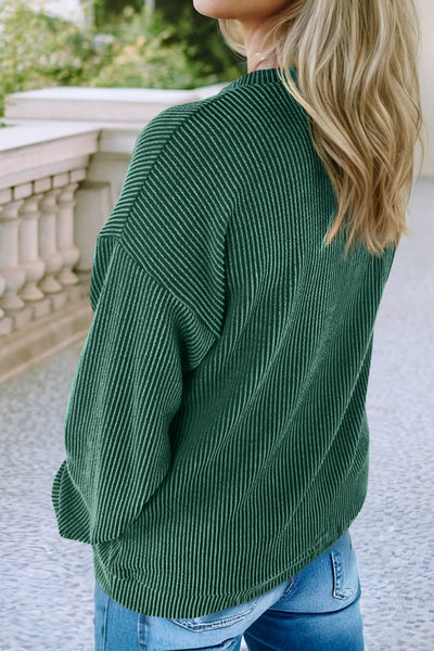 LDC Twisted Rib Outlined Merry Letter Graphic Top: Evergreen