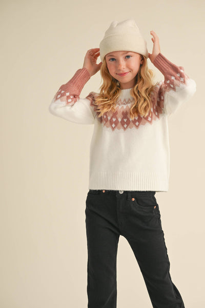 TWEEN KIDS GIRLS CREW NECK RAGLAN SWEATER