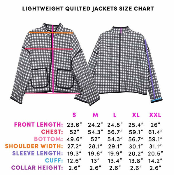Black & White Checkered Quilted Jacket for Women: Black and White