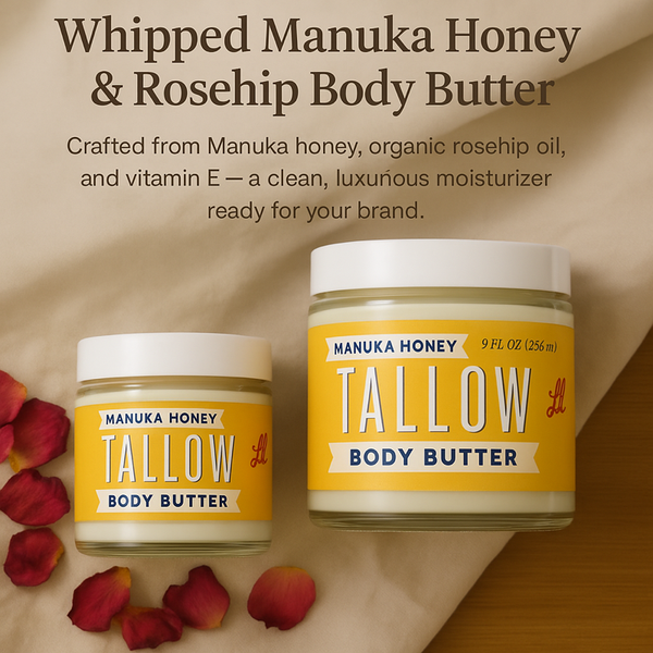 Manuka Honey + Rosehip Tallow Body Butter – Deeply Nourishing & Repairing Natural Skincare: 9oz