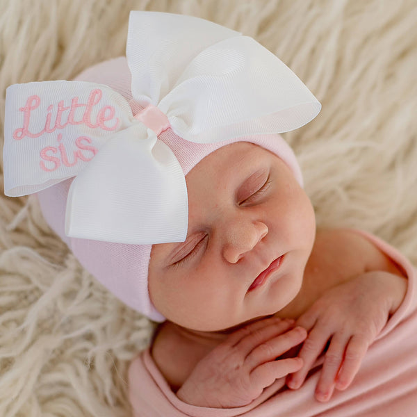 Little sis ribbon bow Pink Hat
