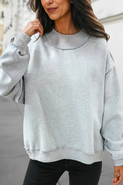Reversible Oversized Mock Neck Sweatshirt | light grey