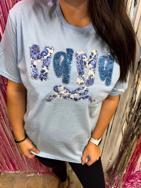 Mama Chinoiserie Bow Mother's Day short Sleeve: