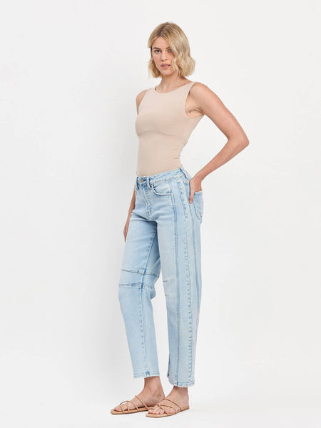 HIGH RISE LIGHT WASH BARREL LEG JEANS F5768LT: NORTHERN LIGHTS