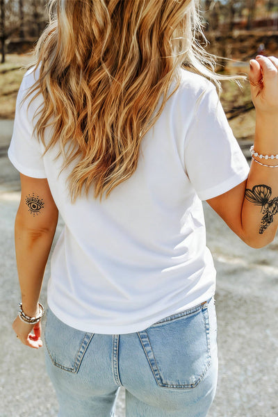 LDC Sequin Chenille Pumpkin Bow Pattern Casual Short T Shirt: White