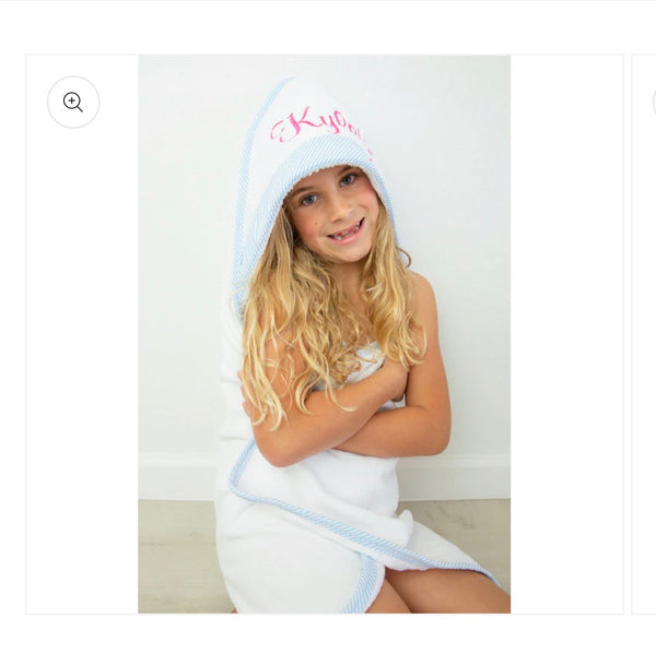 Seersucker hooded towel with monogram