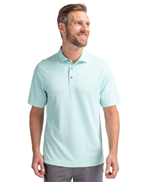 Cutter & Buck Virtue Eco Pique Botanical Print Recycled Polo: Fresh Mint