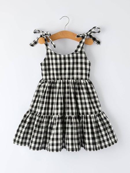 Mommy & Me Plaid Girl Smocked Ruffle Dress: