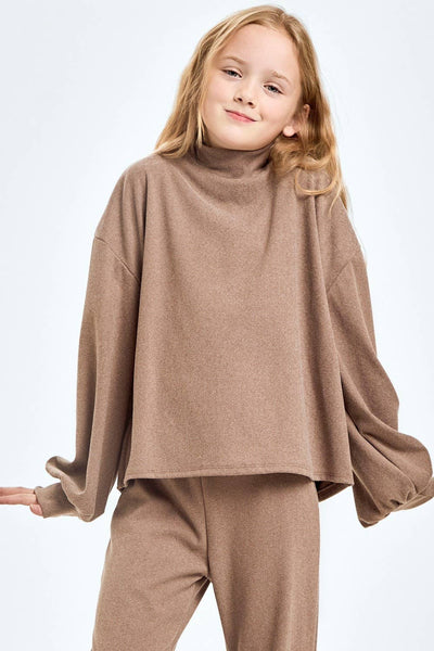 Corduroy Brush Mock Neck Sweater: Masala Pink