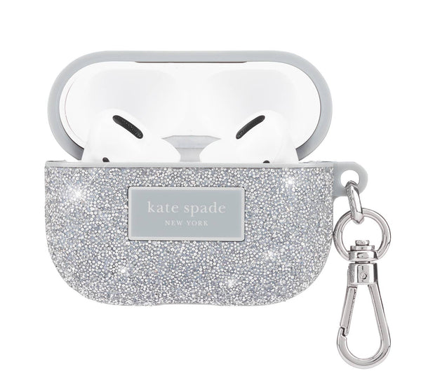 Kate spade new york AirPods Pro 1 & 2 Crystal Pavé Silver: Crystal Pave Silver