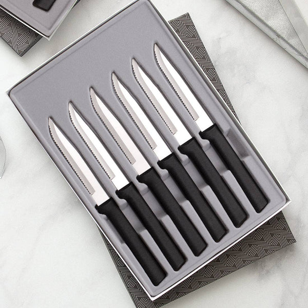 Black Six Serrated Steak Knives Gift Set