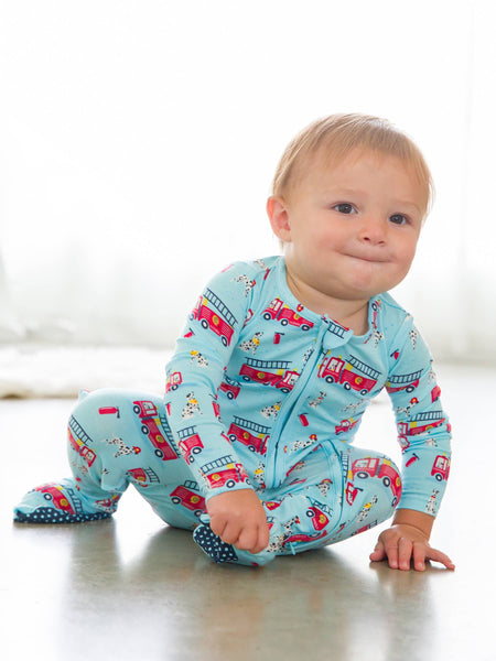 SoftSnooze™ Baby Boys Bamboo Viscose Paws To The Rescue Footed One Piece Pajama: Blue