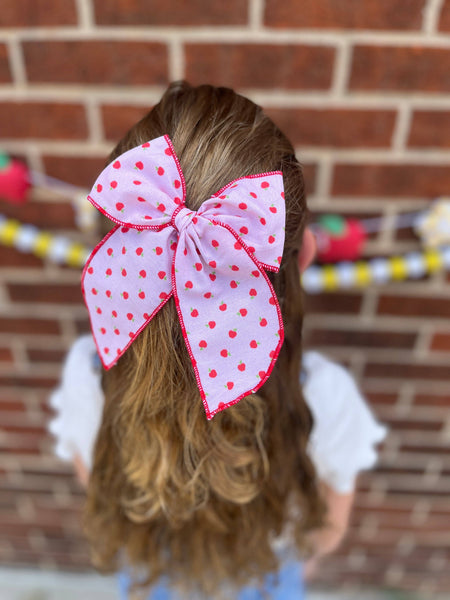 Pink Apple Bow: Oversized