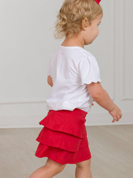 Girls Red Tiered Active Skort: Red