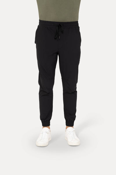 High-Waisted Zip-Up Ankle Joggers: BLACK OLIVE