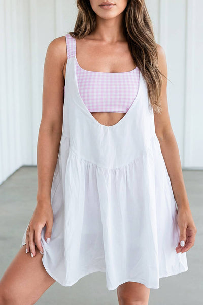 LAS Romper Inside Patchwork Gingham Mini Dress Racing Red