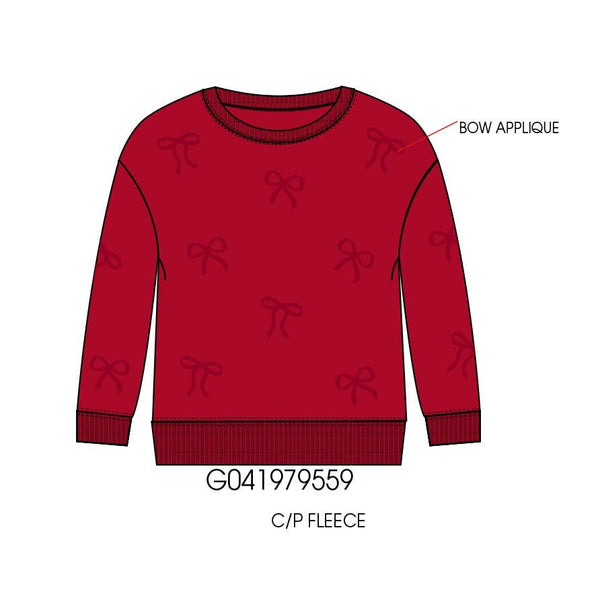 Bow Applique Sweatshirt - TWEEN GIRLS