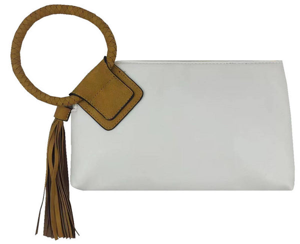 BP204 Fashion Cuff Handle Tassel Wristlet Clutch: Blush