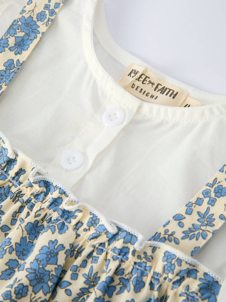 Blue Floral Baby Romper With Hat