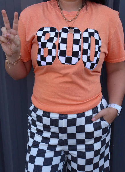 Boo Halloween Checkerboard Short Sleeve: