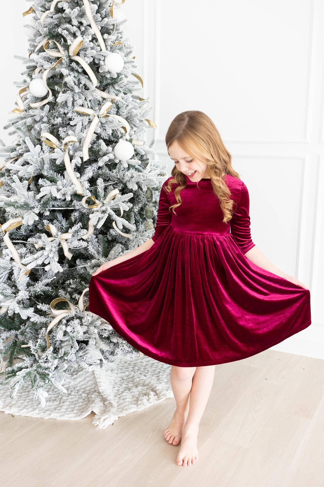 Cranberry Velvet Twirl Dress