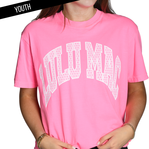 Lulu Mac Dot Neon Pink Youth Comfort Colors Tee: