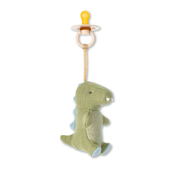 Bitzy Pal Natural Rubber Pacifier & Stuffed Animal: Dino