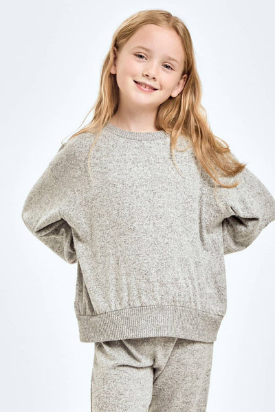 2 Tone Brushed Knit Sweatshirts : Mint Blue