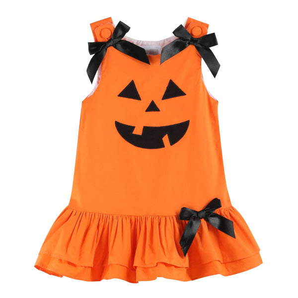 Jack-O-Lantern Pumpkin Halloween Ruffle Dress: