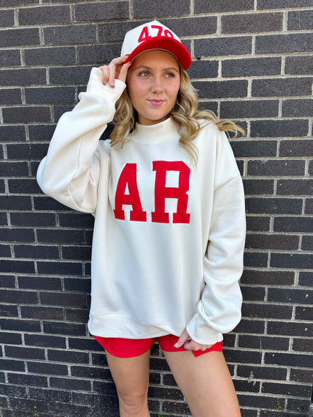 AR Embroidered Mock-Neck Sweatshirt: O/S