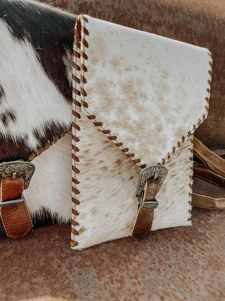 Cowhide Purse with Buckle Accent - Womens Handbags