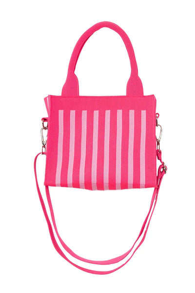 Hot Pink Striped Mini Tote Handbag: Hot Pink