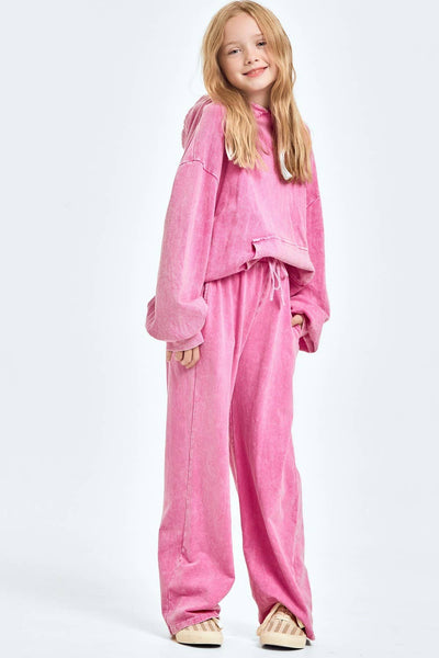 Mineral wash wide leg sweatpants: Pink