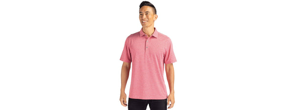 Cutter & Buck Forge Eco Heather Stripe Recycled Mens Polo: College Purple Heather