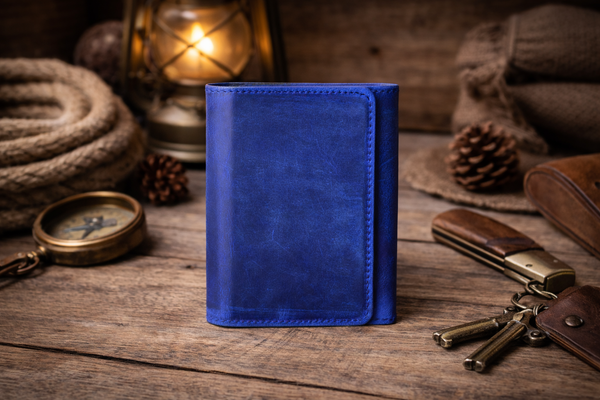 Leather Wallet for Men Handcrafted Distressed Trifold Wallet: Rustic Brown