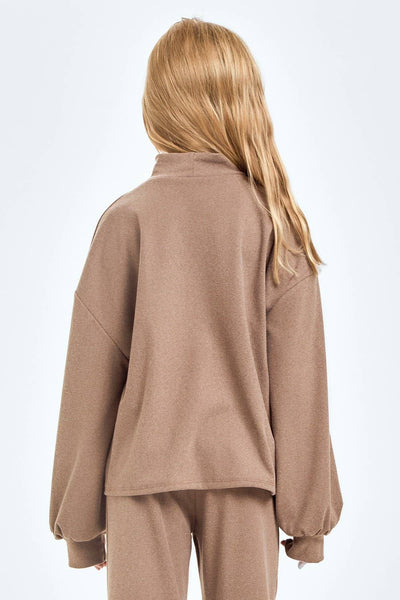 Corduroy Brush Mock Neck Sweater: Masala Pink