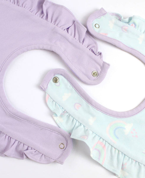 Baby Girls Ruffle Bibs Knit 2-Pack - Soft Rainbow & Lilac: Purple / One Size