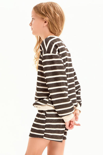 Stripe French Terry Sweatshirt: Off White