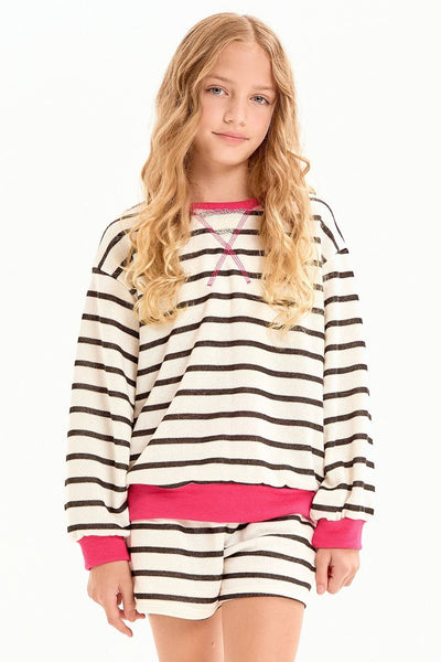 Stripe French Terry Sweatshirt: Off White