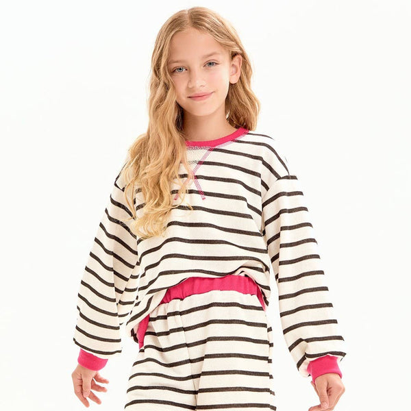 Stripe French Terry Sweatshirt: Off White