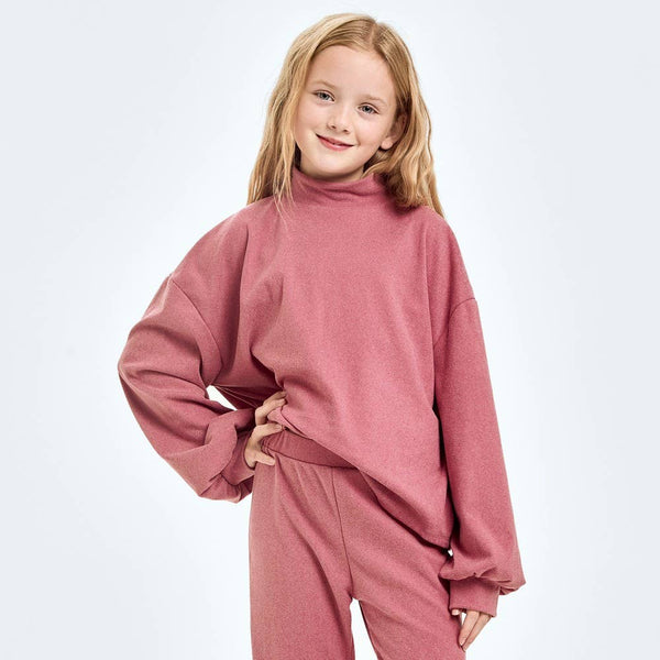 Corduroy Brush Mock Neck Sweater: Masala Pink